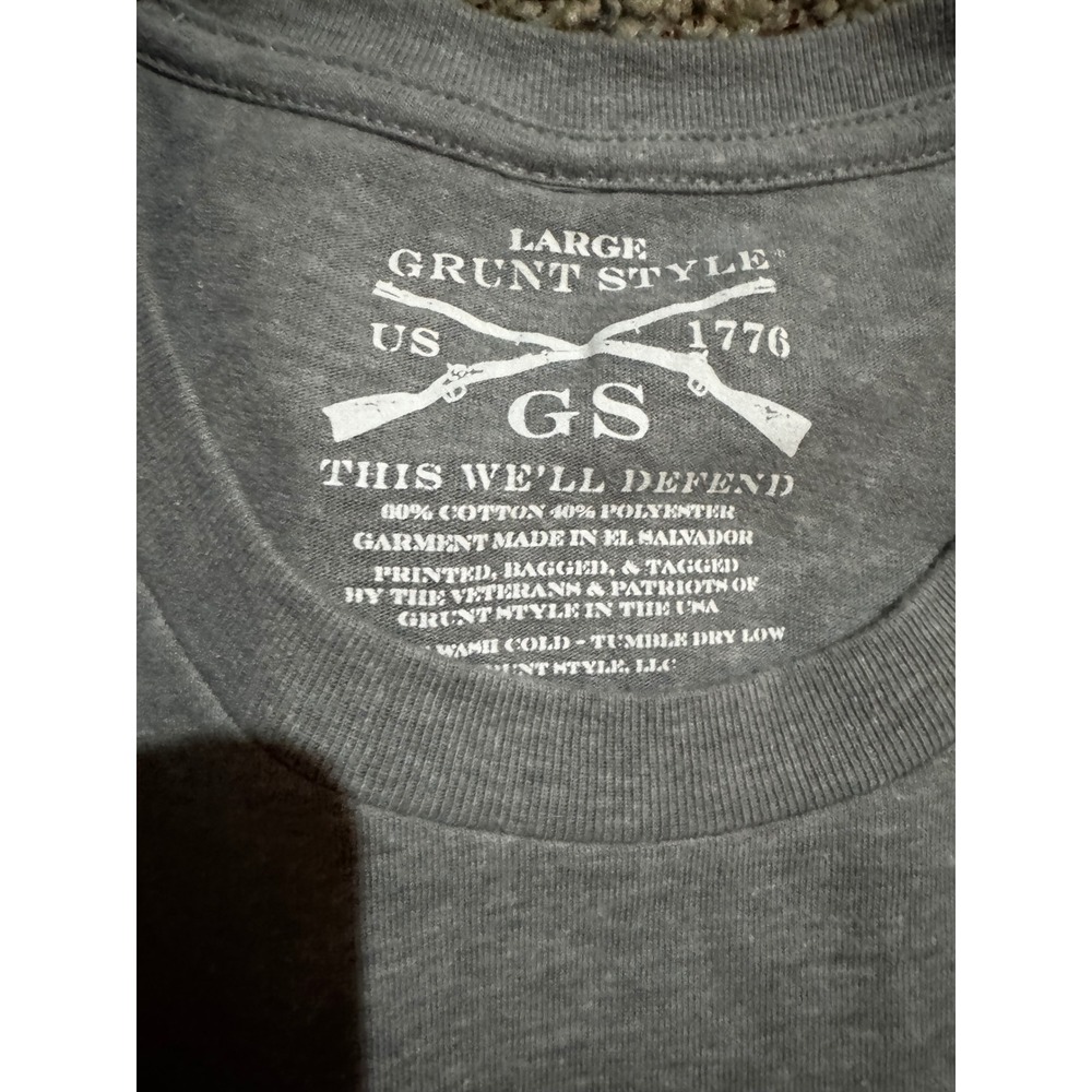 Grunt Style Mens Large Gray Graphic T-Shirt Patriotic Betsy Ross Flag GS Tee - Picture 2 of 4